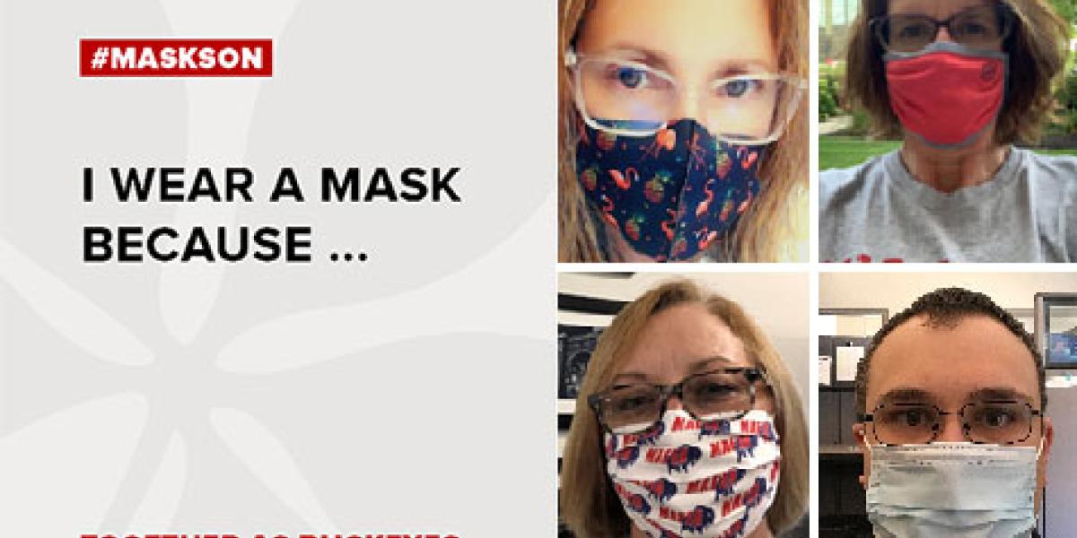 collage of four ehs staff members wearing their masks