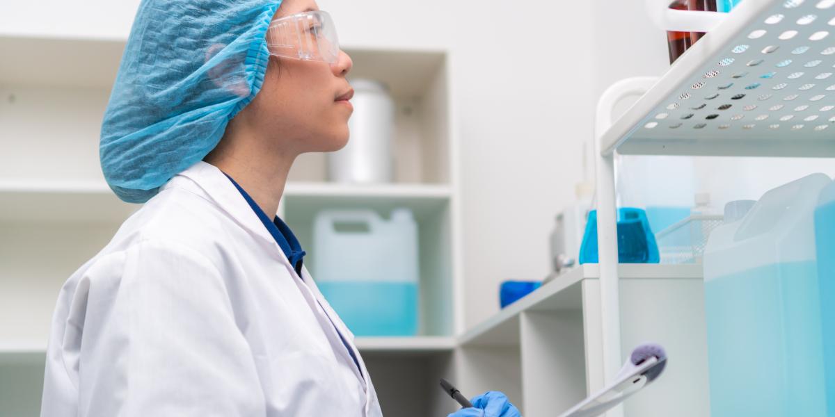 woman reviewing chemicals