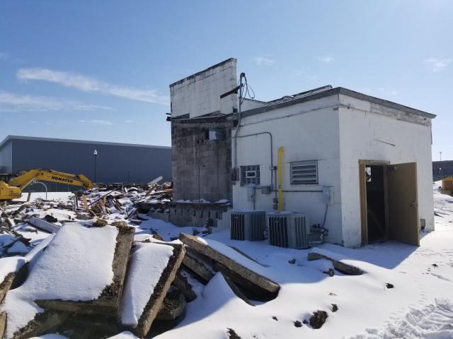 A partially demolished building.